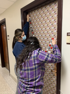 Gift wrapping Paul's door